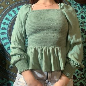 Teal Ribbed Blouse